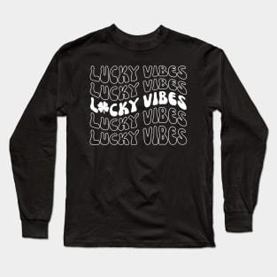 Lucky Vibes - Groovy St Patrick Day Luck of the Irish Long Sleeve T-Shirt